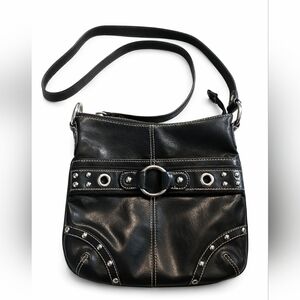 🖤 Kathy Van Zeeland Studded Shoulder Bag – Black Faux Leather – Y2K